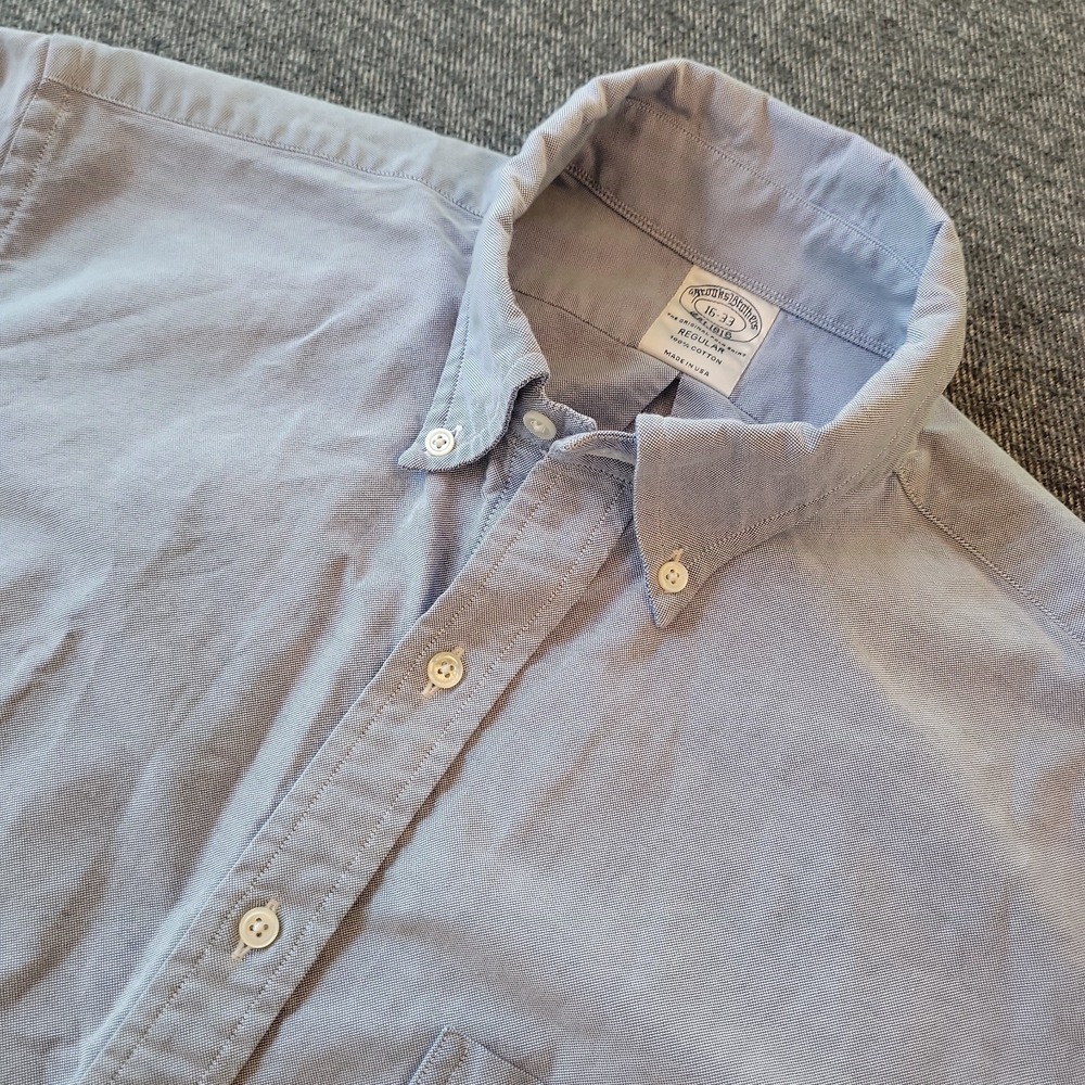 VTG Brooks Brothers Dress Shirt Men's 16 33 Blue Button Down OCBD Made in USA